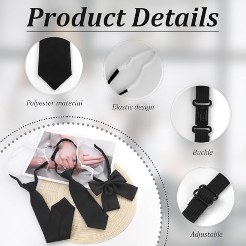 RRICHH Set aus 3 Schwarzen Krawatten für Damen Valentinstagsgeschenk für sie Fliege Verstellbare JK Krawatten für Mädchen Lange Schlanke Krawatte für Formal Hochzeiten Arbeit Party Geschäft Muttertag