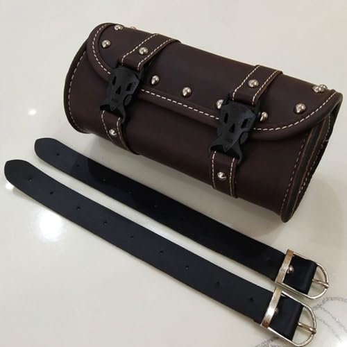 2 piezas Bolsa de Herramientas Lateral para Motocicleta, Bolsa Sillín de Almacenamiento, Marrón Profundo, Accesorios para Motocicleta, Organizador para Viajes y Paseos al Aire Libre miniatura 7