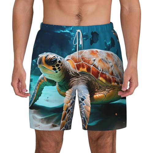 Short de bain homme séchage rapide et léger avec motif tortue marine
