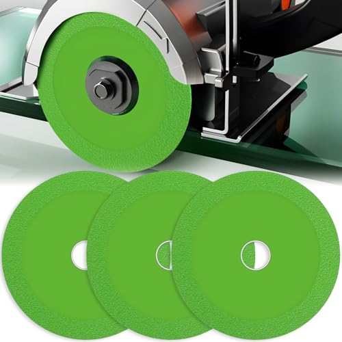 DJAPWPX-3Pcs Integrated Glass Cutting Disc for Angle Grinder, Heat Resistant Diamond Glass Saw Blade, Wear Resistant Ultra Thin Ceramic Cutting Disc for Glass Jade Crystal (125mm)