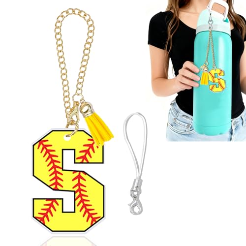 Softball Initial S Compatible with Owala 24oz 32oz 40oz Water Cup Tumbler