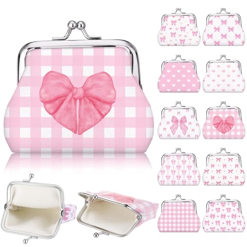 Roowest 20 Pack Pink Bow Coin Purse Bulk Cute Clasp Kiss Lock Pouch Mini Wallet Party Favors for Girls Women Bachelorette Birthday Slumber Party Goodie Bag Stuffers Aesthetic Accessories by Roowest - Used condition - US$16.16