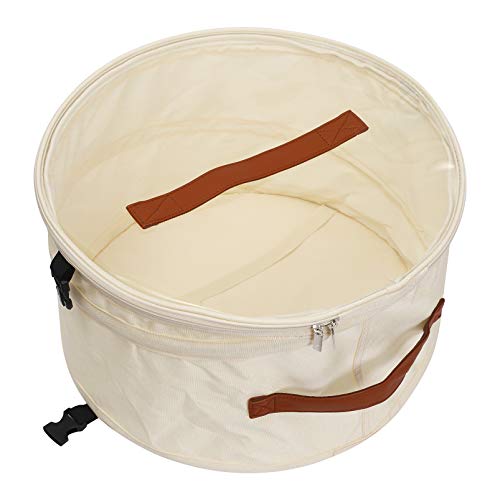 Goklmn Foldable Round Hat Storage Box with Lid, Stuffed Animal Toy Storage Box, Large Pop-Up Hat Storage Bag, Men and Women Travel Hat Box, 17 in Beige
