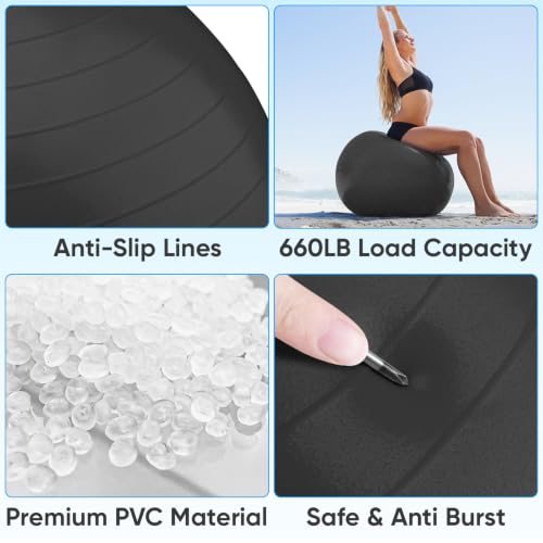 APEXUP Yoga Ball, 660 lbs Anti-Burst Exercise Ball with Pump, 5 Sizes | Anti-Burst, Anti-Slip, Strengthens Core, Improves Balance & Posture, Boosts Flexibility & Stability - image 7