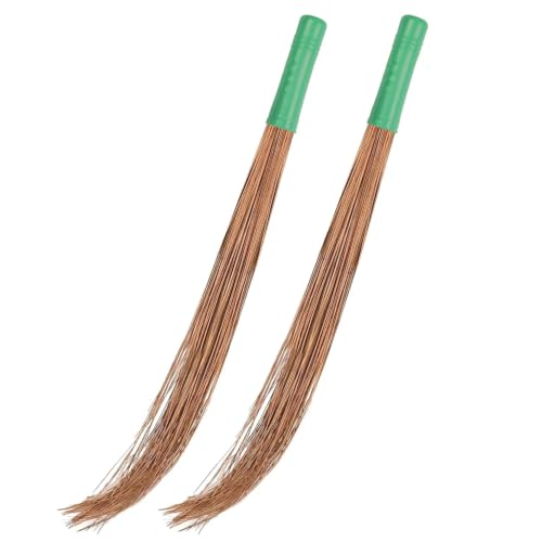 Image of Zureni Traditional Coconut Leaf Grass 40 inch Long Broomstick Washable Seekh Jhaadu with Firm & Comfortable Grip Ideal for Wet Surface Cleaning (Pack of 2, 400 Gm, Random Colors)