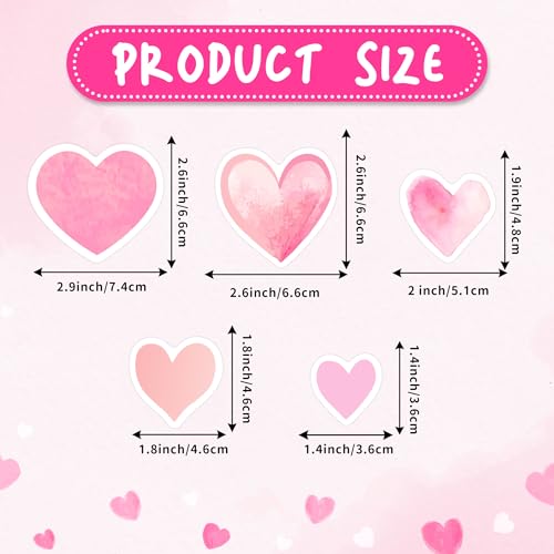 42 adhesivos de vinilo en forma de corazón rosa para pared miniatura 7