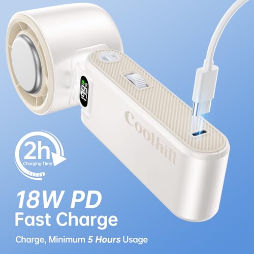 Image of Pro Handheld Portable fan with Turbo Cooling 199-Speed 5500mAh