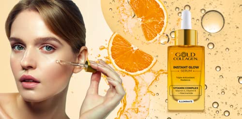 GOLD COLLAGEN Instant Glow, Vitamin C, Vitamin E, Glycerine & Niacinamide Serum Pore Minimizer & Moisturiser Skincare - Image 4