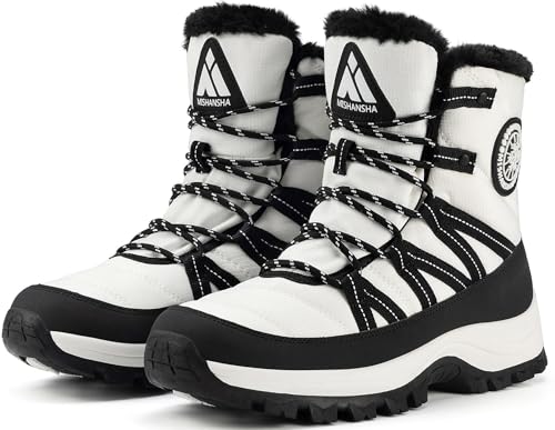 Mishansha Botas Mujer Invierno Botines Nieve Antideslizante Zapatos Calentitas Outdoor, Blanco 37