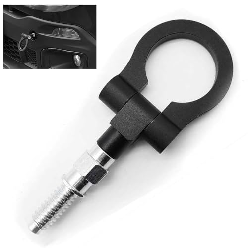 Titwaye 1 PC Car Front Tow Hook, Heavy Duty Racing Style Tow Hook, Alloy Folding Screw-on Trailer Pull Ring, Fit for Most European Car Truck SUV (Black)
