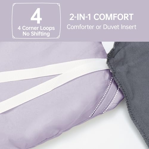 Image of MUXHOMO King Size Comforter Set, All Season Ultra Soft Down Alternative Bedding - 3 Piece Lightweight Bed Set Includes 1 Comforter (104 inchx90 inch) and 2 Pillow Shams (20 inchx36 inch), Lavender
