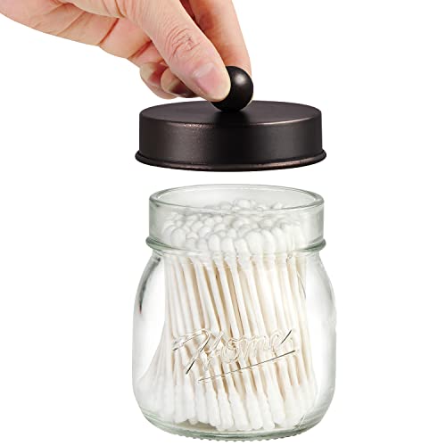 image for SheeChung 2 Pack Small Mason Jars Qtip Holders, Bathroom Shelf Decor, 