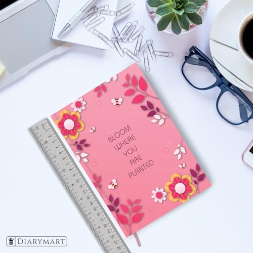Image of Hard Bound Notebook for Girls & Women | A5 Ruled Journal | 192 Pages | 80 GSM Premium Paper | Designer Laminated Cover | Ribbon Bookmark | Notebook for School, College, Office, Journaling & Note Taking (DM4015)