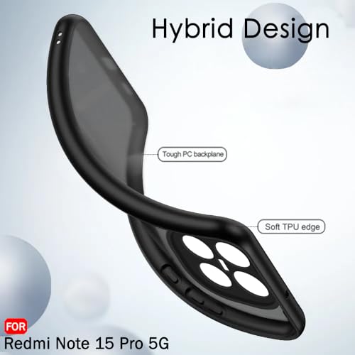 Image of TheGiftKart Hybrid Shockproof Back Cover Case for Mi Redmi Note 15 Pro 5G | Camera Protection Module | Hard Back Cover Case for Redmi Note 15 Pro (PC & TPU, Translucent Smoke Matte Back, Black Sides)