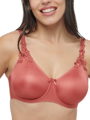 Image of Triumph International Minimizer Women Bra Wired Non Padded High Support Big Cup Lingerie Visual Bust Reduction Comfort Bra Floral Lace Full Coverage Shapewear Wide Straps & U-Back Support Pack of 1