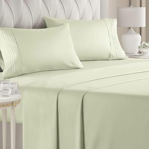 Image of Flat BedSheet with 2 Pillow Covers 600 TC 100% Egyptian Cotton Bedsheet Comfortable & Durable Hotel Quality Sheet (Sage, Single)
