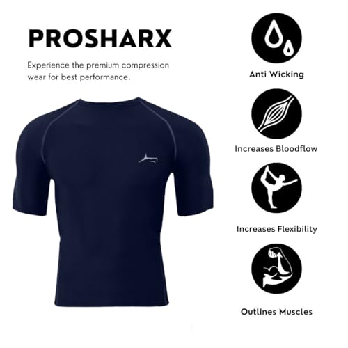 Image of PROSHARX Premium Compression Tights Half Sleeves Dry Fit T-Shirts for High Performance in Gym