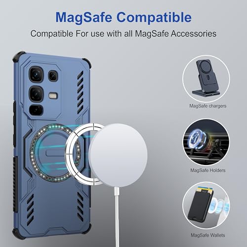 Image of Zapcase Back Case Cover for Infinix Note 50s 5G+ | Magnetic Case with Built-in Metal Ring | Supports MagSafe Charger, Wallet & Car Mount | Shockproof Hybrid PC + TPU | Blue