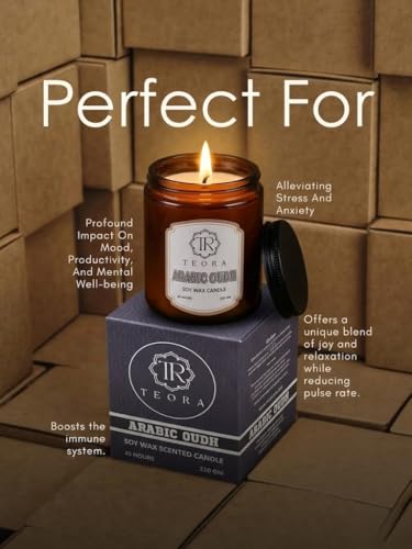 Image of Teora By Bindian Luxury Soy Wax Scented Candle in Amber Glass Jars | 220g Each | 45H Long Burn Time | Natural Smokeless Wax for Home Decor, Spa & Aromatherapy Candles (British Rose)