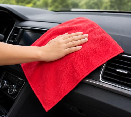 Image of BENAVJI Microfiber Cleaning Cloth Pack of 5 | 40x40 cm Ultra Soft Lint-Free Microfiber Towels | Multipurpose Cleaning Cloth for Car, Bike, Kitchen, Home, Super Absorbent, Reusable