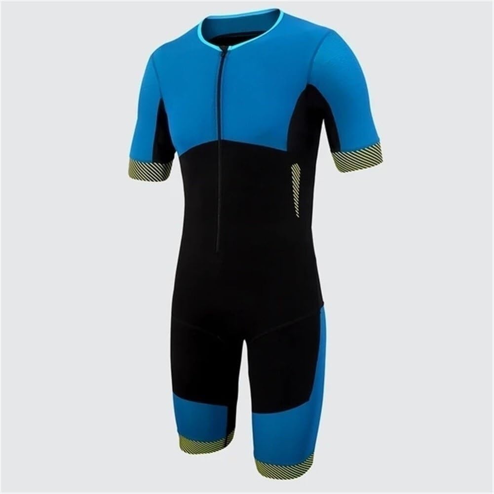 Tuta da Triathlon da Uomo Tuta da Ciclismo Bike Jersye Kit da Ciclismo a Maniche Corte con Tasche Abbigliamento da Equitazione con Cerniera Completa (Color : 02, Size : Medium)
