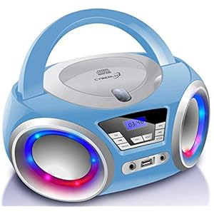 Cyberlux CD-speler met ledverlichting, hoofdtelefoonaansluiting, draagbare stereo-radio, kinderradio, stereo-installatie, USB, CD/MP3-speler, FM-radio, hoofdtelefoonaansluiting, Aux In