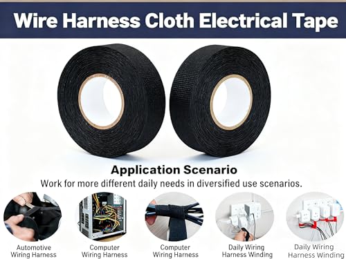 Image of Wire Harness Cloth Electrical Tape, 7.5 Inch x 62.2 FT, Automotive Heat Proof Insulation Tape for Car Loom Cable Wrap Protection, Fixation