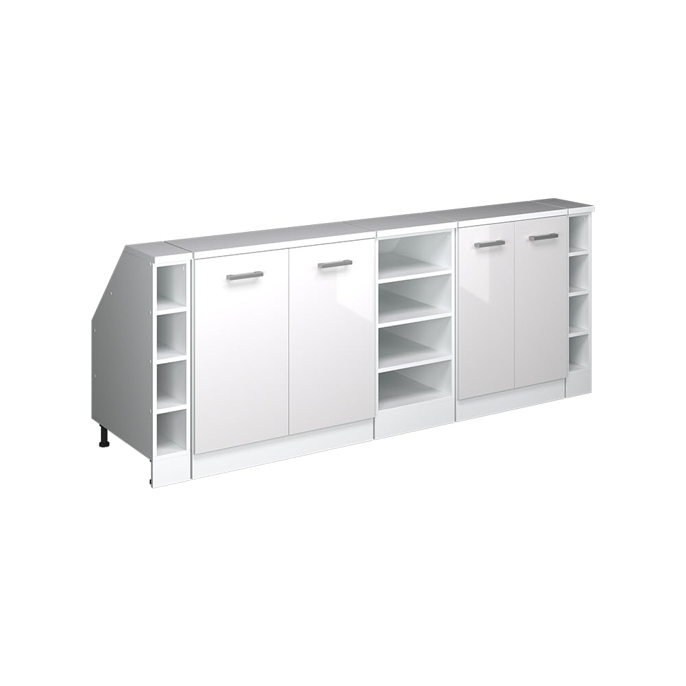 Vicco Küchenschrank für Dachschrägen R-Line, Weiß Hochglanz, 210 cm
