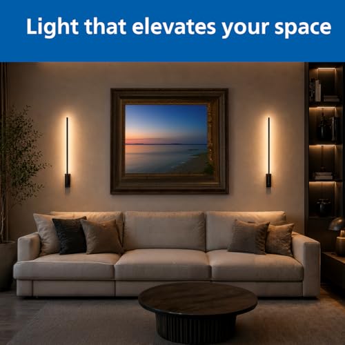 Image of Philips Wi-Fi Ebony Pro 5W RGBIC Smart Wall Light | Multicolor Segment Control | App & Voice Control | Alexa & Google Assistant Compatible | Decorative Ambient Lighting | Pack of 1