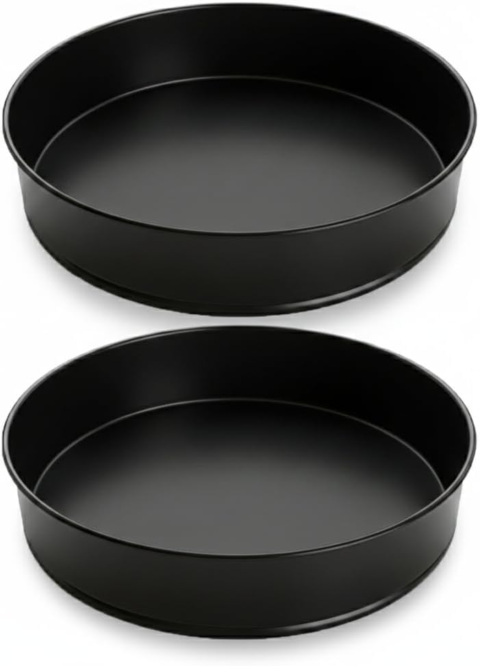 KasaBona 10 Inch Round Cake Tin – Non-Stick Stainless Steel Mould Round Baking Pans for Layer Cakes, Birthday, Wedding Roasting & Serving, Durable (10" Cake Tin – 2 Set)