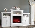 VINGLI Electric Fireplace with Mantel, Fireplace TV Stand for TVs Up to 85'', Modern Entertainment Center with Storage, TV Console with Shelves for Living Room and Bedroom (White, 79'' x 16'' x 41'')