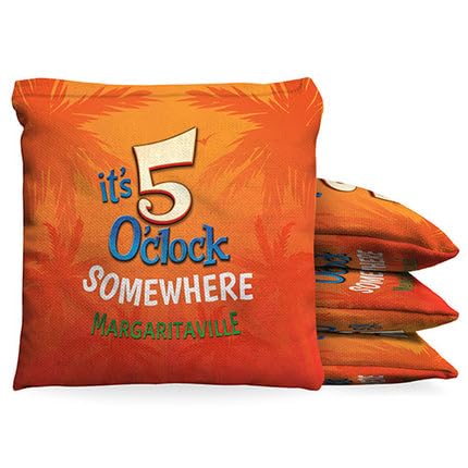 Margaritaville It's 5 O'Clock Somewhere 1 LB Cornhole Bean Bag Toss Bags Set (Set of 8)
