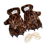Oxtxuzdm Plüschhandschuhe mit Anime-Pfotenmotiv, weicher Plüsch, vielseitig verwendbar, Cosplay, für den täglichen Gebrauch, Aufwertung, warme Handschuhe, Leopardenmuster/dunkel, One size
