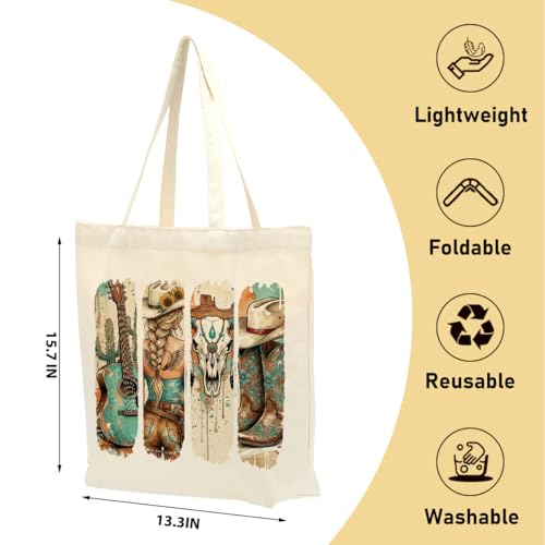 Bolso tipo tote western de lona para mujer miniatura 4
