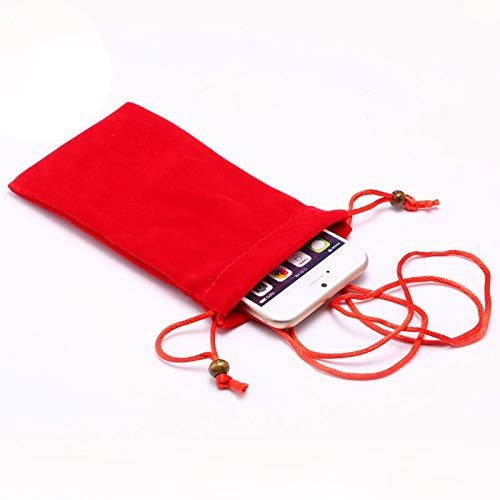 GUOQING Microfiber Soft Storage Pouch, 7.5 inch, Red, Fits Most Smart Phones & Mobile Cell Phones Case