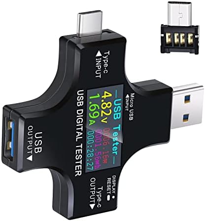 2 in 1 Type C USB Tester Color Screen LCD Digital Multimeter, ARCELI USB C Voltage Current Voltmeter Amp Volt Ammeter Detector USB Cable Charger Indicator DC3.6-30V/0-5.1A