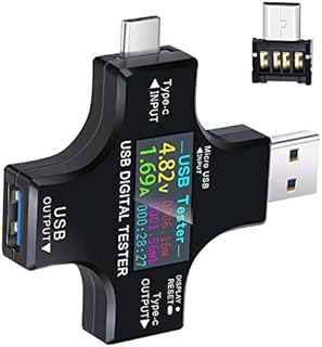 2 in 1 Type C USB Tester Color Screen LCD Digital Multimeter, ARCELI USB C Voltage Current Voltmeter Amp Volt Ammeter Detector USB Cable Charger Indicator DC3.6-30V/0-5.1A