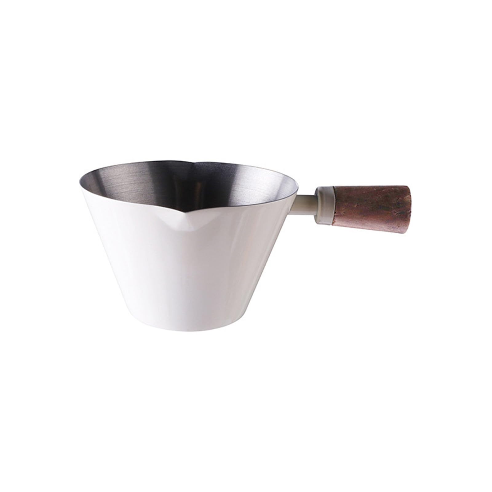 MICFENY Stainless Steel Espresso Shot Cup with Wooden Handle and Double Spouts Pouring Cup for Coffee Measuring 90ML