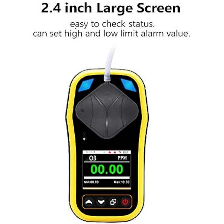 Portable Ozone Meter O3 Gas Tester with Quick Sensing Multiple Alarms Ozone Detector Handhold Rechargable Data Record Ozone Concentration Detectors Gas Analyzer
