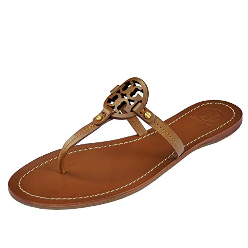 Tory Burch Women's Gabriel Sandal Leather Flat Thong (8, Royal Tan)
