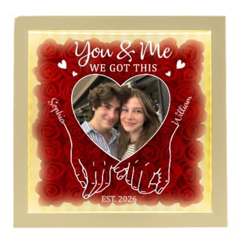 First Kiss Till Last Breath Valentine's Day Personalized Photo Flower Shadow Box with LED Light, from Our First Kiss Till Our Last Breath Photo Flower Shadow Box with LED Light