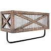 Autumn Alley Farmhouse Rustic Towel Rack Shelf Holder Wood Towel Rack Basket Storage Farmhouse Towel Holder for Rustic Bathroom and Farmhouse Kitchen Decor Wall Mounted Galvanized Rustic Brown
