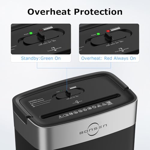 Image of Bonsen 10-Sheet Cross Cut Paper Shredder for Home Office Heavy Duty | P-4, Portable Handle, 4 Gallons Bin, Paper and Credit Card Shredder, Black (S3201 New Version)