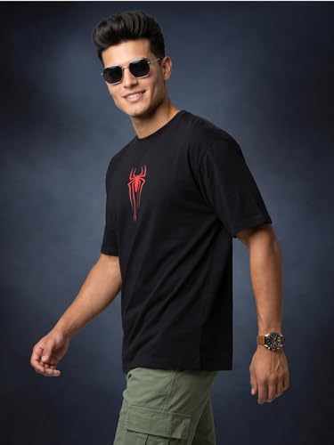 Image of Veirdo Men Spider-Man Printed Oversized T-Shirt