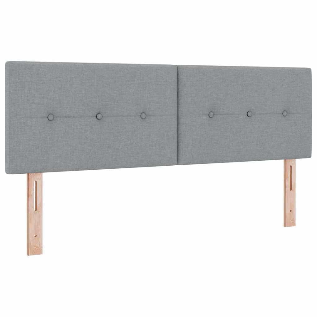Cama con somier con colchón gris claro, 140 x 190 cm, funda de tela, cabecero ajustable, marco de madera estable, núcleo de muelles ensacados para parejas, dormitorio moderno