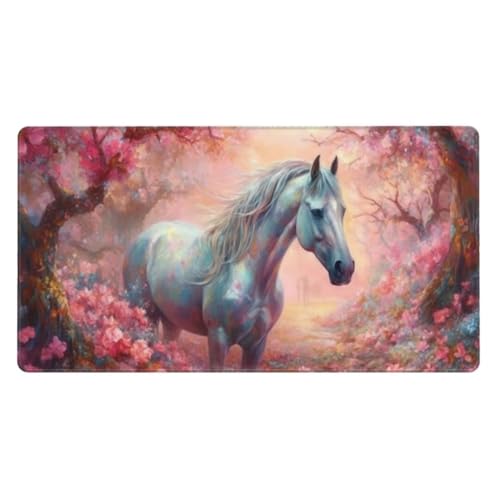 Grand Tapis de Souris Gamer, Tapis de Souris Cheval Tapis Souris XXL 900x500mm, Tapis Souris Blanc Tapis de Souris Gaming Imperméable, Mouse Pad pour Gamer, Ordinateur, PC, Femme Enfant Cadeau ly-381