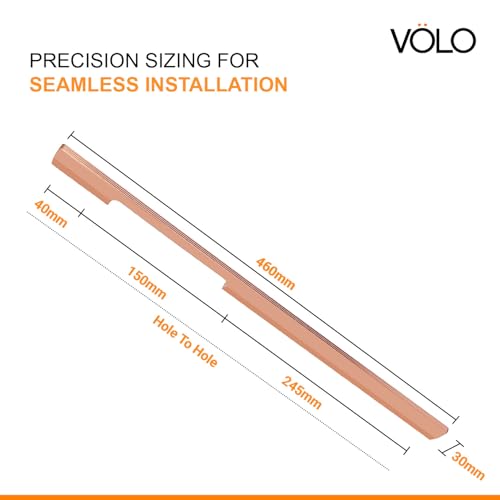 Image of VOLO Wardrobe and Cabinet Pull Handle - Versatile Handles for Wardrobes, Drawers, Sliding Closets, and Doors in Kitchens, Offices, and Bedrooms (SAC-35) (Rose Gold, 450MM (18 Inch)) Pack of 1
