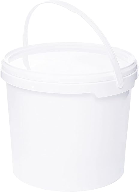 BenBow Bucket with lid 3l white 1x 3 liters - food-safe, stable, airtight, leak-proof, odourless - plastic bucket with handle - empty