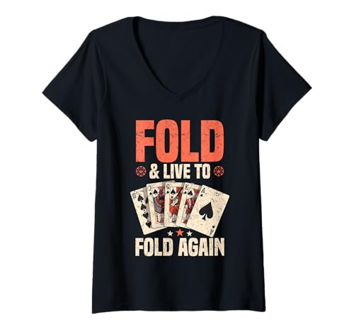 Mujer Tarjetas de Casino Diseño Gráfico para Hombres Gambling Poker Camiseta Cuello V