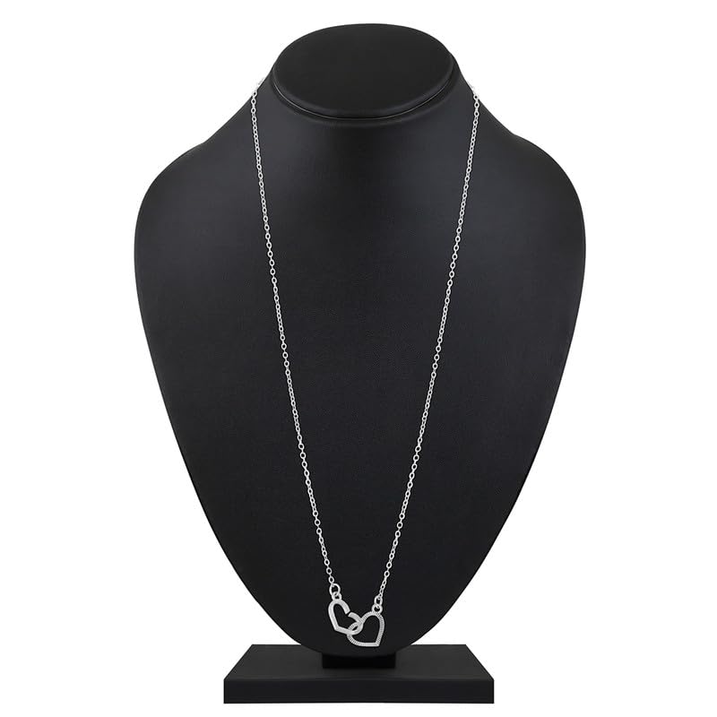 Image of Mahi Dual Heart Link Pendant Necklace for Women (PAPS1101897PR)